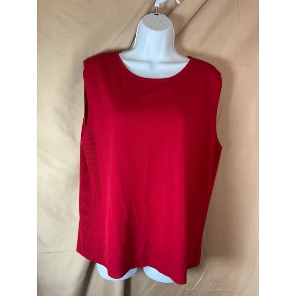 Finity Woman Tops - Finity Woman Sweater Tank Womens 2X Red Excellent Sleeveless Ribbed Side Panels